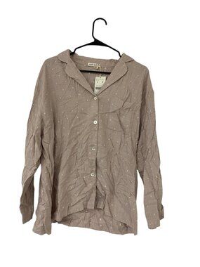 Oysho Womens Pajama Shirt Large Purple Button Up Long Sleeve Lounge 1082/747 NWT